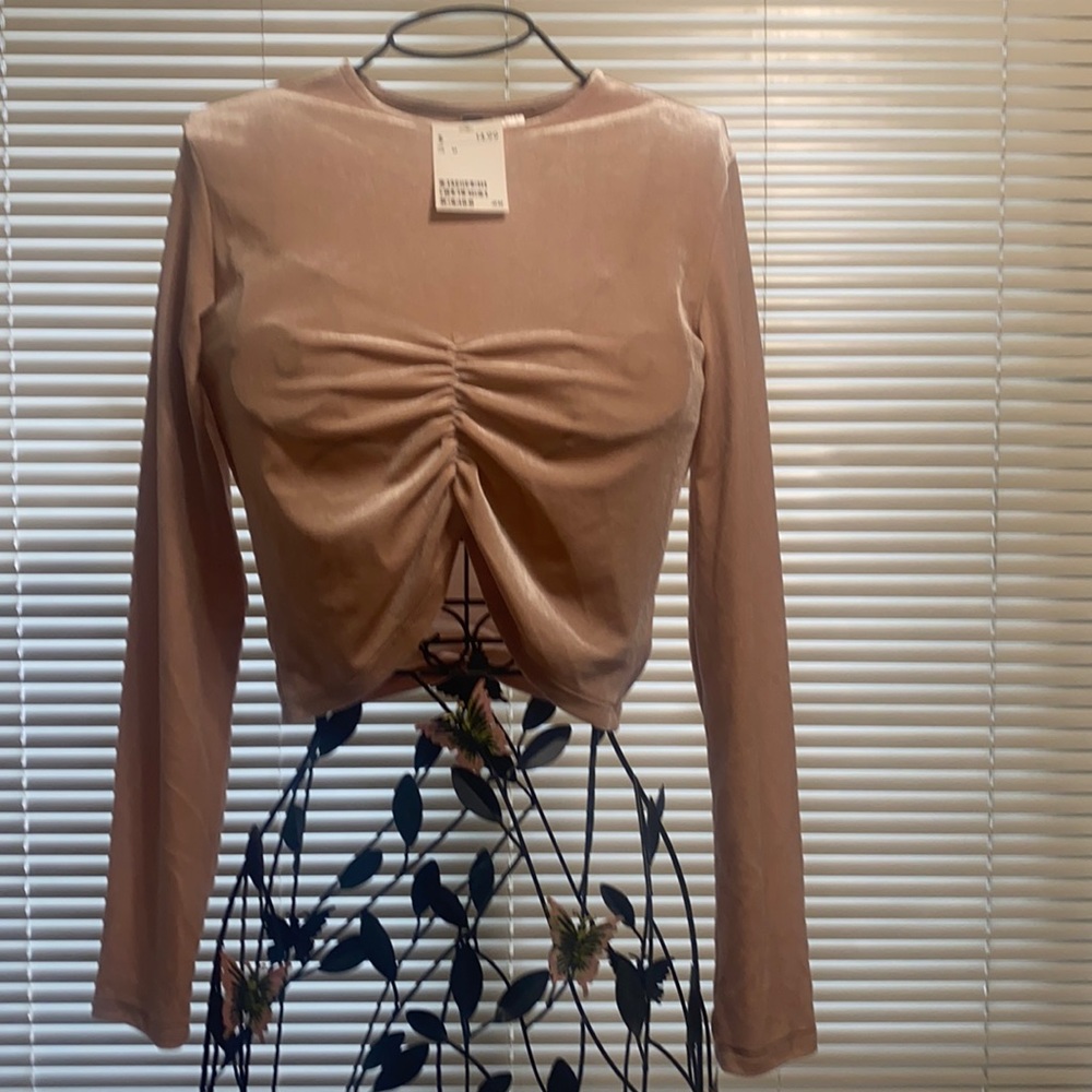 Long sleeve velvet cropped top